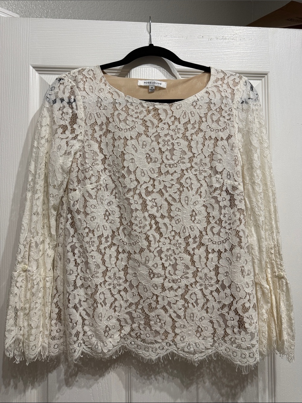 Rose & Olive Ivory Lace Long-Sleeve Blouse
